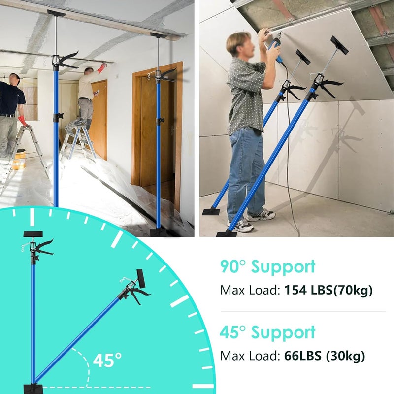 IvySync Cabinet Jack for Installing Cabinet，Adjustable 3rd Hand Support Pole Extend from 45 to 114 inches,Premium Steel Cabinet Lift Jack Support up to 154 lbs，2 Pack with Storage Bag (Dodger Blue) - Image 3